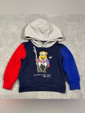 Polo Ralph Lauren Polo Ski Bear Hoodie 2T Colorblock Fleece Toddler Boys Preppy